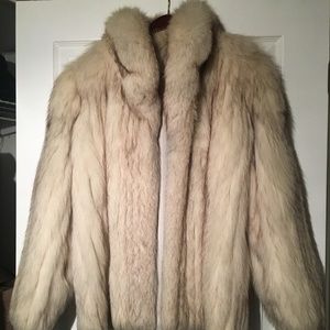 Women's White Blue Fox Real Fur Coat - Vintage